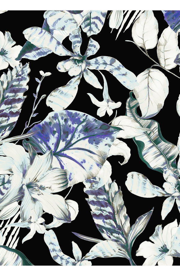 Audrey Dress #1 Shirt Collar 3/4 Sleeve Long Length Cotton Stretch (Botanic Santuary)