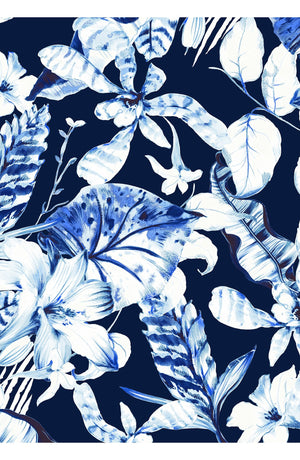 Audrey Dress #2 Shirt Collar 3/4 Sleeve Midi Length Cotton Stretch (Botanic Santuary)