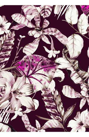 Audrey Dress #2 Shirt Collar 3/4 Sleeve Midi Length Cotton Stretch (Botanic Santuary)