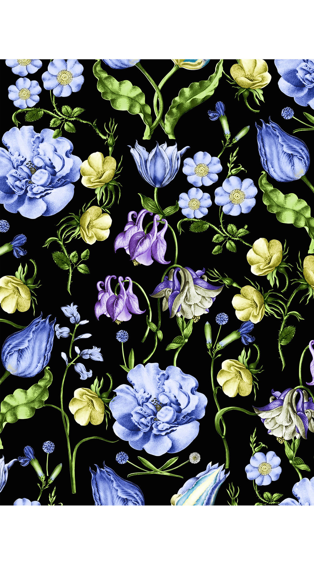 Eva Dress Crew Neck 3/4 Sleeve Midi Length Cotton Musola (Botanic Wallpaper)