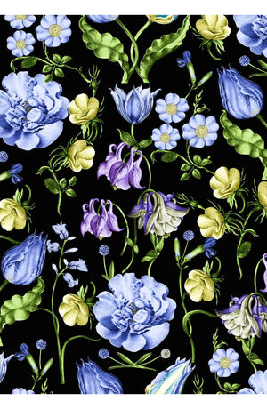 Aster Skirt #1 with Belt Maxi Length Cotton Musola (Botanic Wallpaper)