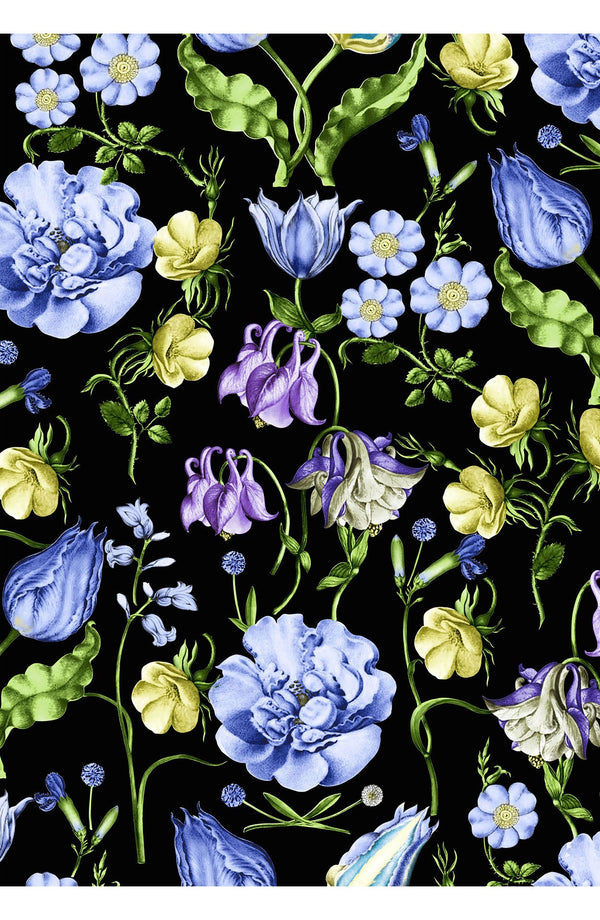 Aster Skirt #1 with Belt Maxi Length Cotton Musola (Botanic Wallpaper)