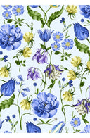 Eva Dress Crew Neck 3/4 Sleeve Midi Length Cotton Musola (Botanic Wallpaper)