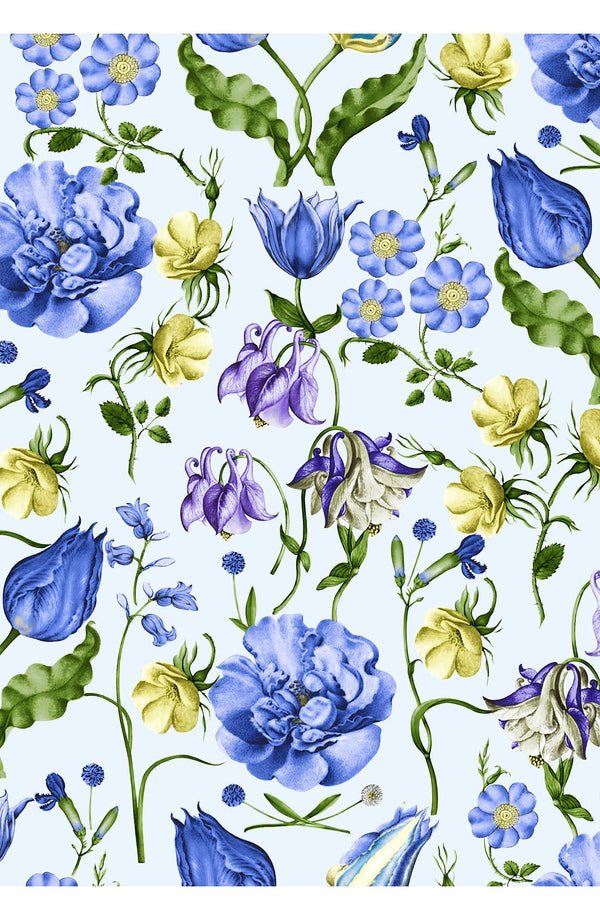 Eva Dress Crew Neck 3/4 Sleeve Midi Length Cotton Musola (Botanic Wallpaper)