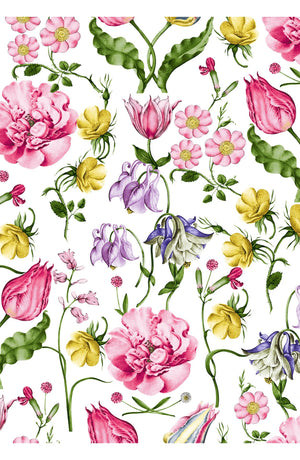 Eva Dress Crew Neck 3/4 Sleeve Midi Length Cotton Musola (Botanic Wallpaper)