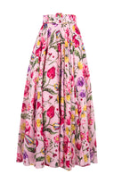 Aster Skirt #1 with Belt Maxi Length Cotton Musola (Botanic Wallpaper)