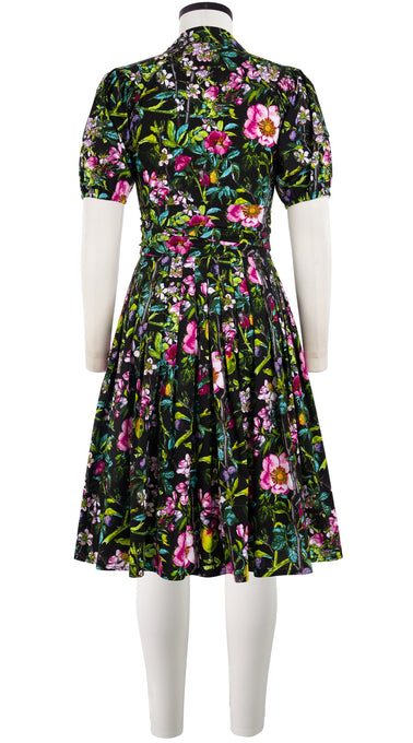 Audrey Dress #2 Shirt Collar 1/2 Puff Sleeve Cotton Stretch (Botanical Makintosh)