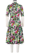 Audrey Dress #3 Shirt Collar 1/2 Sleeve Long Length Cotton Stretch (Botanical Makintosh)
