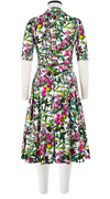 Audrey Dress #3 Shirt Collar 1/2 Sleeve Long Length Cotton Stretch (Botanical Makintosh)