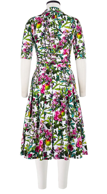 Audrey Dress #3 Shirt Collar 1/2 Sleeve Long Length Cotton Stretch (Botanical Makintosh)