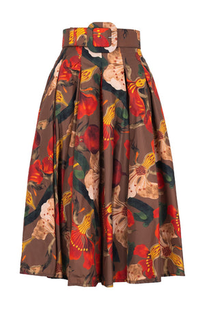 Samantha Skirt Midi Length Poliamide Taffta (Botanical Ornament)