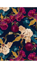 Audrey Dress #7 Shirt Collar 3/4 Sleeve Midi Plus Length Poliamide Taffta (Botanical Ornament)