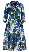 Audrey Dress #3 Shirt Collar 3/4 Sleeve Long +3 Length Linen (Bougainvillea Blossom Small)