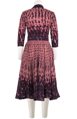 Aster Dress Shirt Collar 3/4 Sleeve Midi Length Wool (Brush Degrade) - Nude
