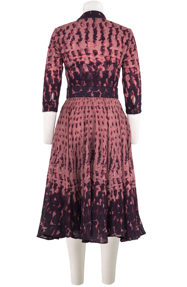 Aster Dress Shirt Collar 3/4 Sleeve Midi Length Wool (Brush Degrade) - Nude