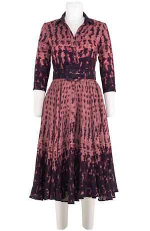 Aster Dress Shirt Collar 3/4 Sleeve Midi Length Wool (Brush Degrade) - Nude