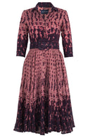 Aster Dress Shirt Collar 3/4 Sleeve Midi Length Wool (Brush Degrade) - Nude