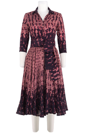 Aster Dress Shirt Collar 3/4 Sleeve Midi Length Wool (Brush Degrade) - Nude