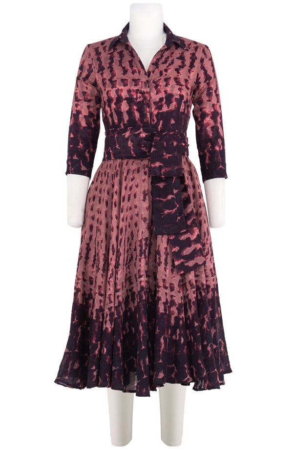 Aster Dress Shirt Collar 3/4 Sleeve Midi Length Wool (Brush Degrade) - Nude
