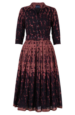 Audrey Dress #4 Shirt Collar 3/4 Sleeve Midi Length Wool (Brush Degrade) - Nude