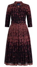 Audrey Dress #4 Shirt Collar 3/4 Sleeve Midi Length Wool Musola (Brush Degrade Multi) - Nude