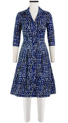 Audrey Dress #3 Shirt Collar 3/4 Sleeve Cotton Stretch (Brushed Dots Small)