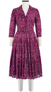 Audrey Dress #4 Shirt Collar 3/4 Sleeve Long Length Cotton Musola (Brushed Dots Small)