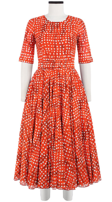 Aster Dress Crew Neck 1/2 Sleeve Midi Length Cotton Musola (Brushed Dots Small)