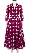 Avenue Dress Shirt Collar 3/4 Sleeve Midi Length Cotton Musola (Bungalow Dots)