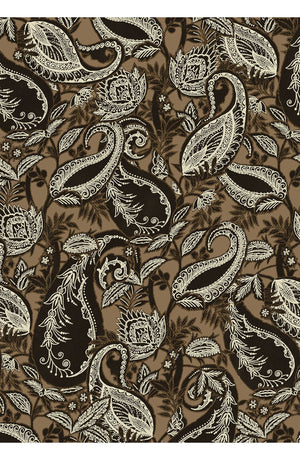 Audrey Dress #1 Shirt Collar 3/4 Sleeve Long Length Cotton Stretch (Cachemere Paisley Dark)