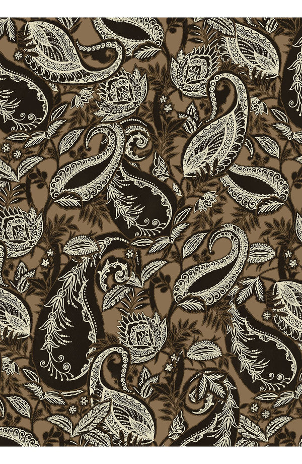 Audrey Dress #1 Shirt Collar 3/4 Sleeve Long Length Cotton Stretch (Cachemere Paisley Dark)