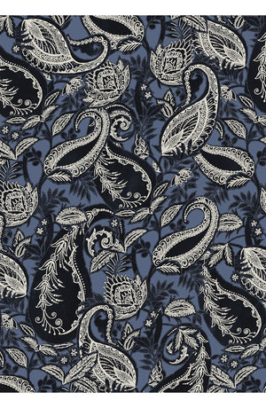 Audrey Dress #1 Shirt Collar 3/4 Sleeve Long Length Cotton Stretch (Cachemere Paisley Dark)