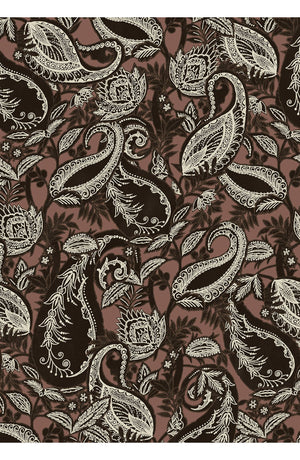 Audrey Dress #1 Shirt Collar 3/4 Sleeve Long Length Cotton Stretch (Cachemere Paisley Dark)