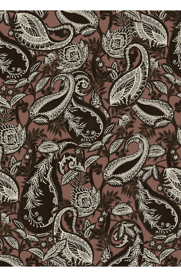 Audrey Dress #1 Shirt Collar 3/4 Sleeve Long Length Cotton Stretch (Cachemere Paisley Dark)