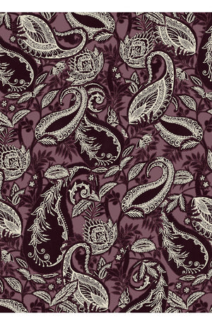 Audrey Dress #1 Shirt Collar 3/4 Sleeve Long Length Cotton Stretch (Cachemere Paisley Dark)