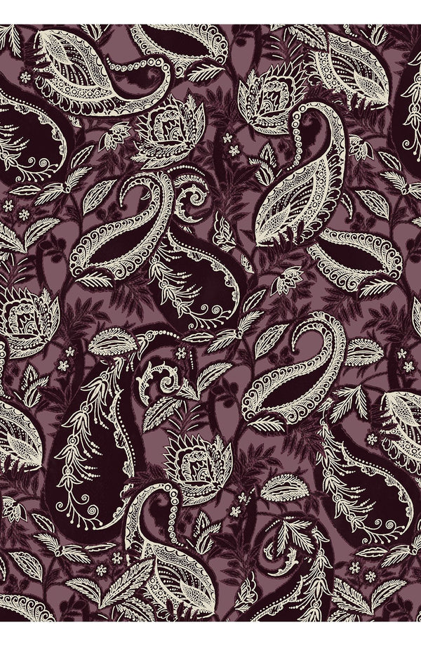 Audrey Dress #1 Shirt Collar 3/4 Sleeve Long Length Cotton Stretch (Cachemere Paisley Dark)