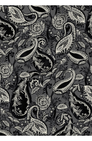 Audrey Dress #1 Shirt Collar 3/4 Sleeve Long Length Cotton Stretch (Cachemere Paisley Dark)