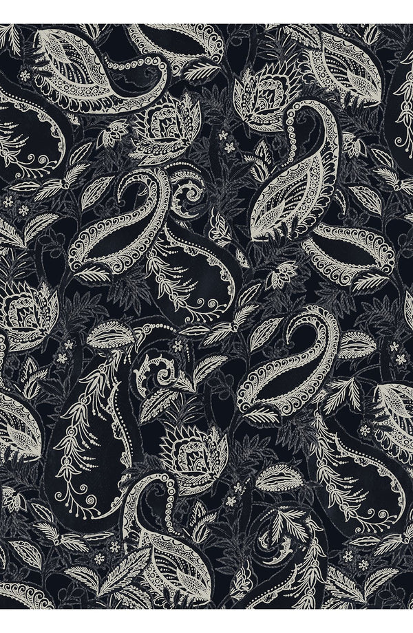 Audrey Dress #1 Shirt Collar 3/4 Sleeve Long Length Cotton Stretch (Cachemere Paisley Dark)