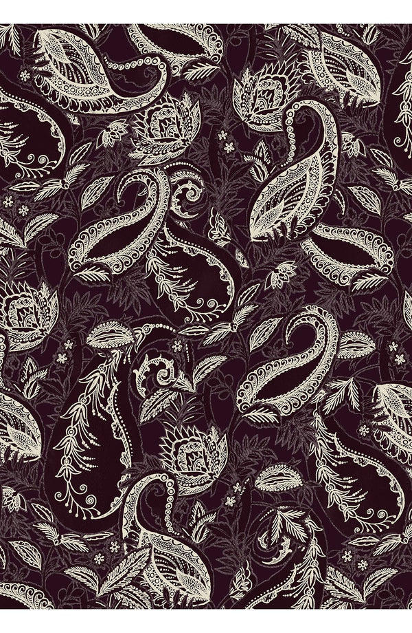 Audrey Dress #1 Shirt Collar 3/4 Sleeve Long Length Cotton Stretch (Cachemere Paisley Dark)