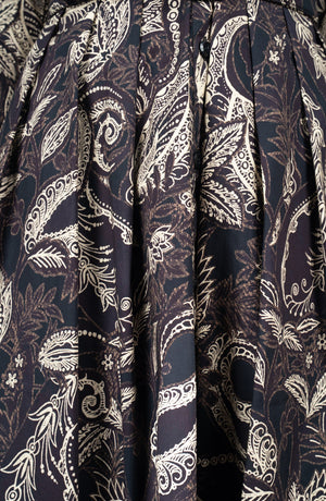 Audrey Dress #1 Shirt Collar 3/4 Sleeve Long Length Cotton Stretch (Cachemere Paisley Dark)
