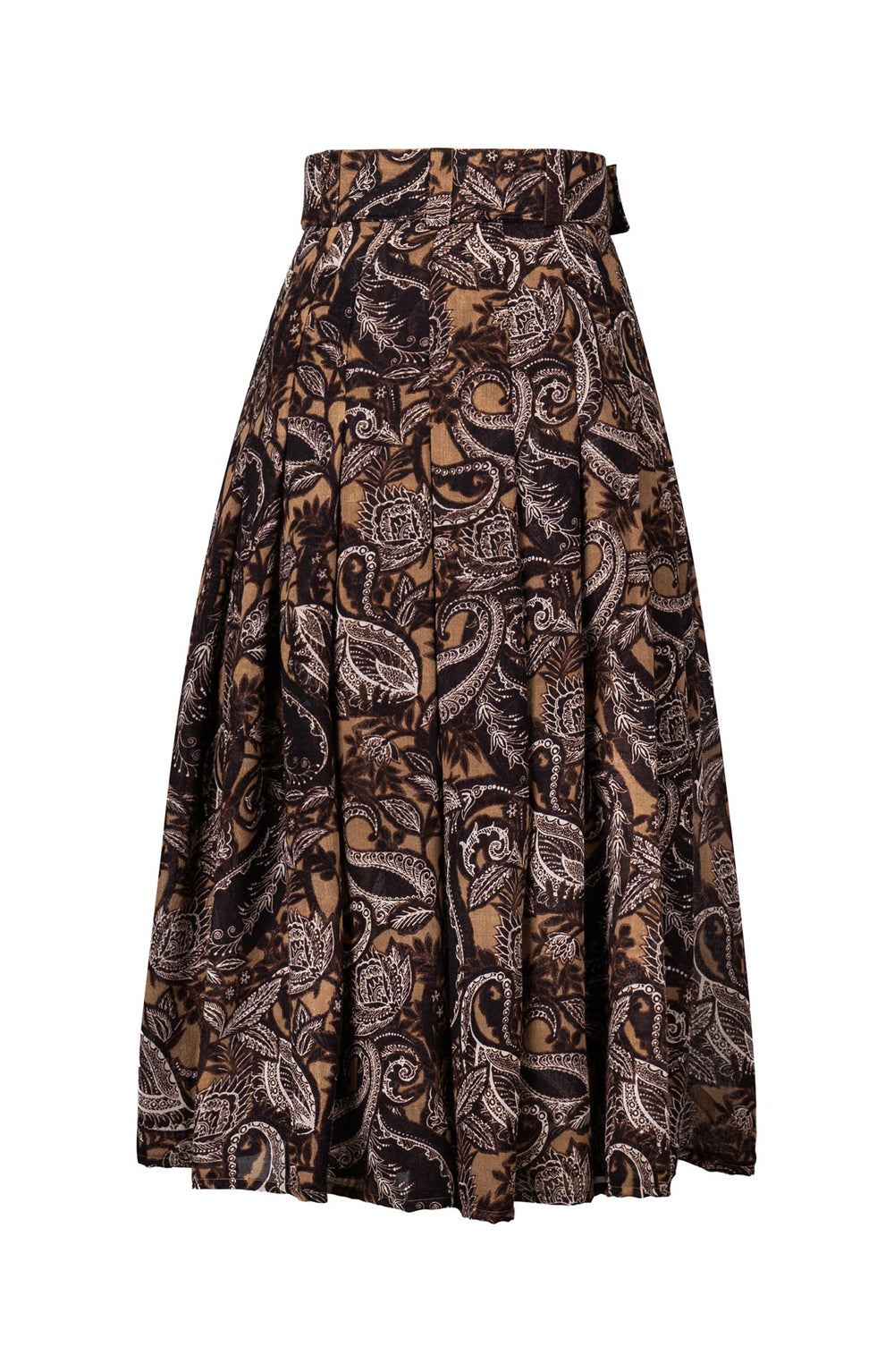 Zeller Skirt Midi Length Wool (Cachemere Paisley Dark) - Camel
