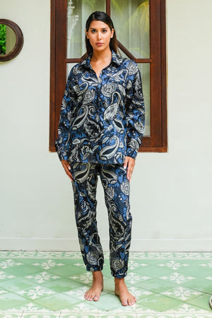 Nova Shirt Long Sleeve & Nova Pants Poliamide Taffta (Cachemere Paisley Dark)