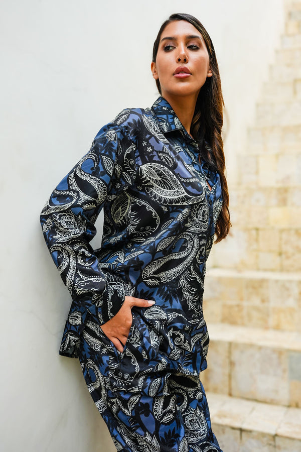 Nova Shirt Long Sleeve & Nova Pants Poliamide Taffta (Cachemere Paisley Dark)