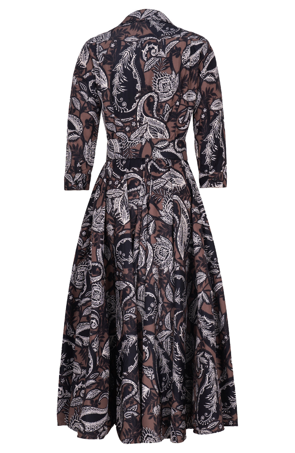 Aster Dress Shirt Collar 3/4 Sleeve Midi Length Poliamide Taffta (Cachemere Paisley Dark)