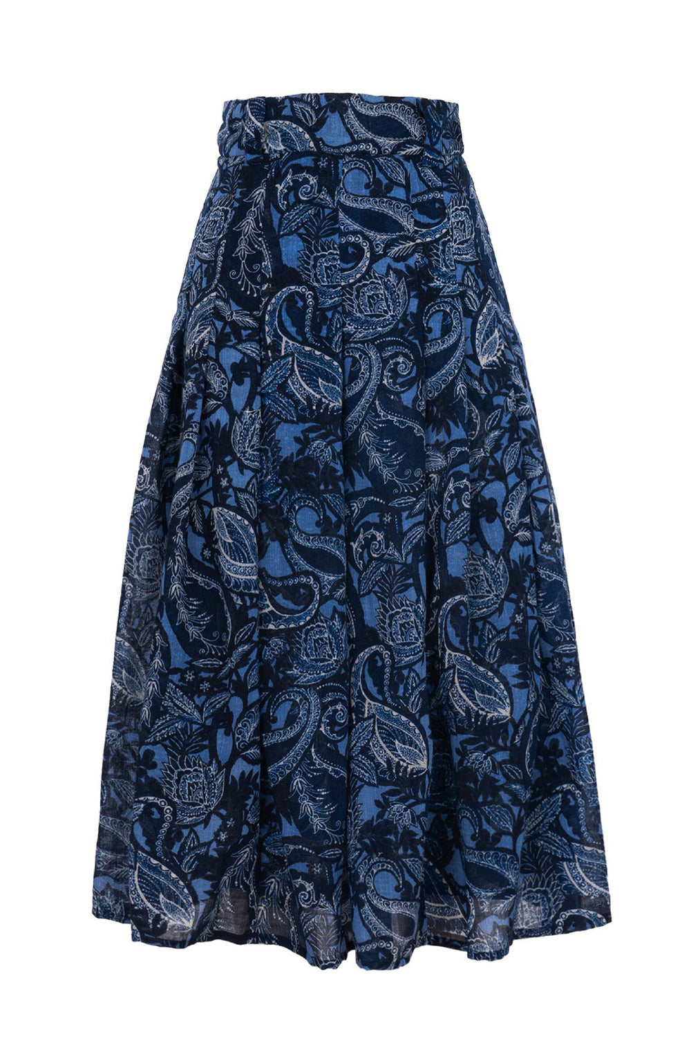 Zeller Skirt Midi Length Wool (Cachemere Paisley Dark) - Dusty Blue