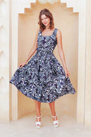 Florance Dress U Neck Sleeveless Midi Length Cotton Stretch (Cachemire Paisley White)