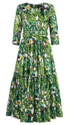 Melanie Dress Crew Neck 3/4 Sleeve Midi Plus Length Musola (Cactus Paradise) @5