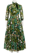 Melanie Dress #1 Crew Neck 3/4 Sleeve Midi Plus Length Cotton Musola (Cactus Paradise Bright)