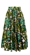 Melanie Skirt #2 Midi Length Cotton Stretch (Cactus Paradise Bright)