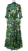 Eden Dress Crew Neck 3/4 Sleeve with Hamilton Belt Maxi Length Linen (Cactus Paradise Bright)